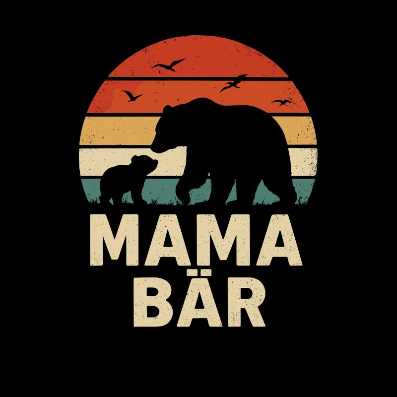 Maman ours rétro avec silhouette de bébé ours