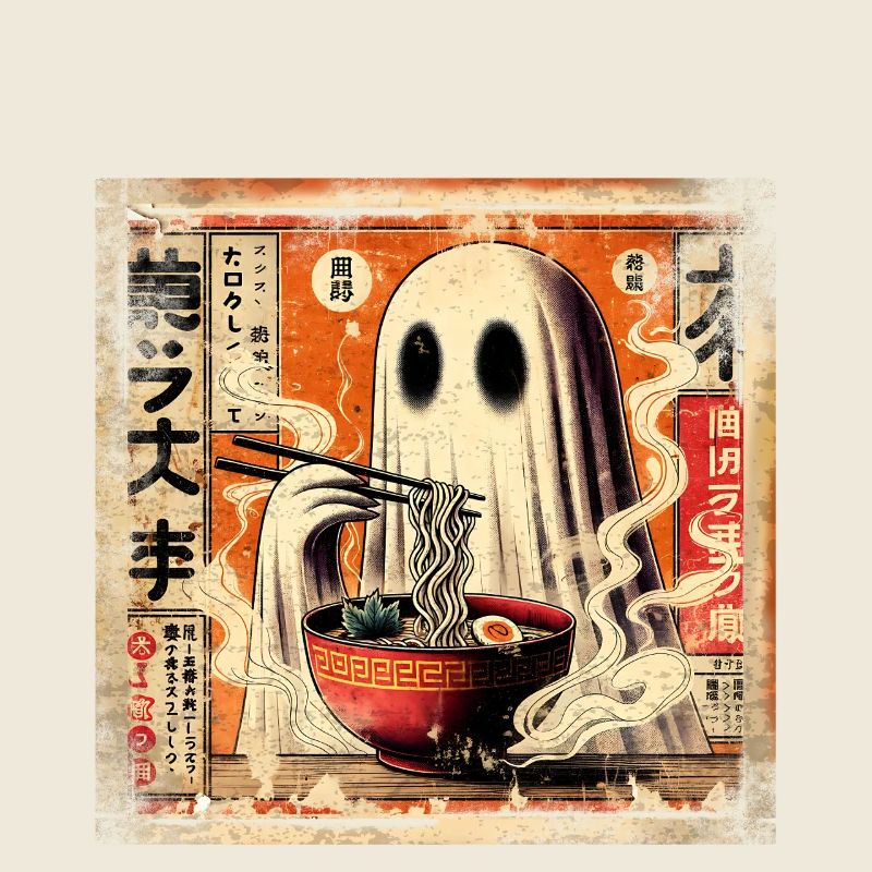 Ramen Ghost Grunge Style d’affiche