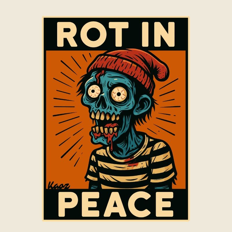 Zombie with cap and text "Rot in peace"