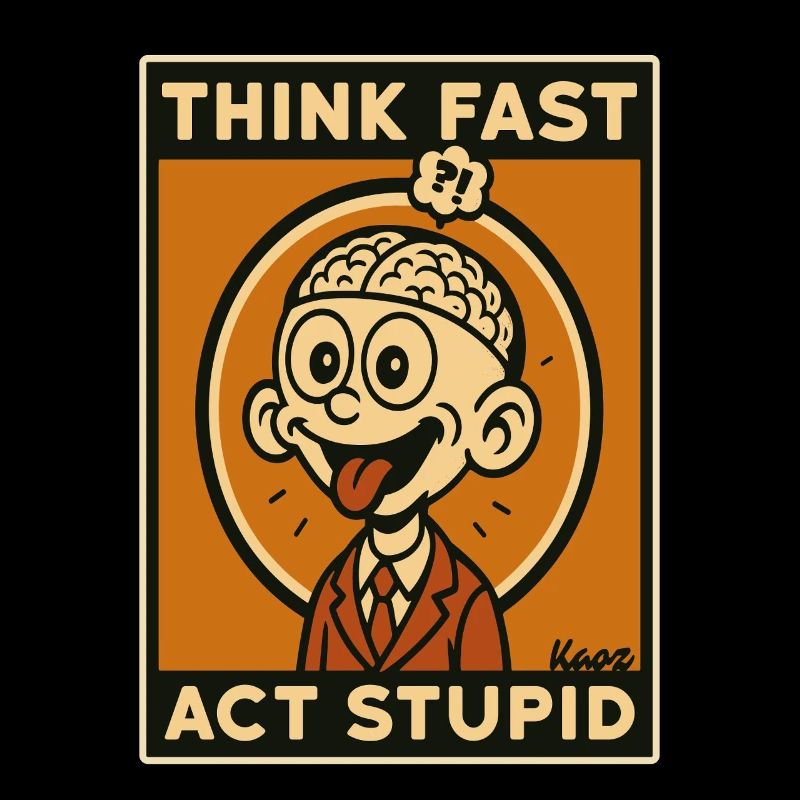 Comic Man with Brain and Tongue Out
