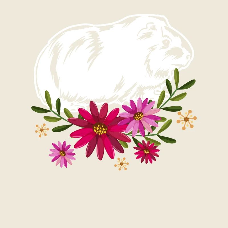 Guinea Pig With Flowers