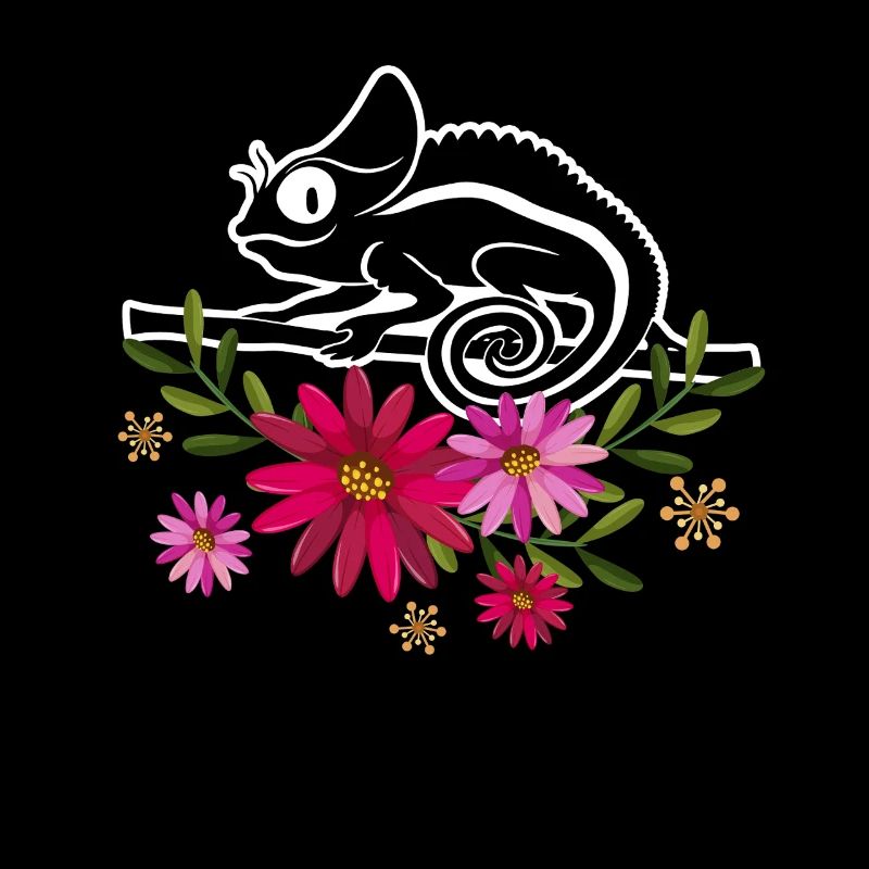Chameleon With Flowers