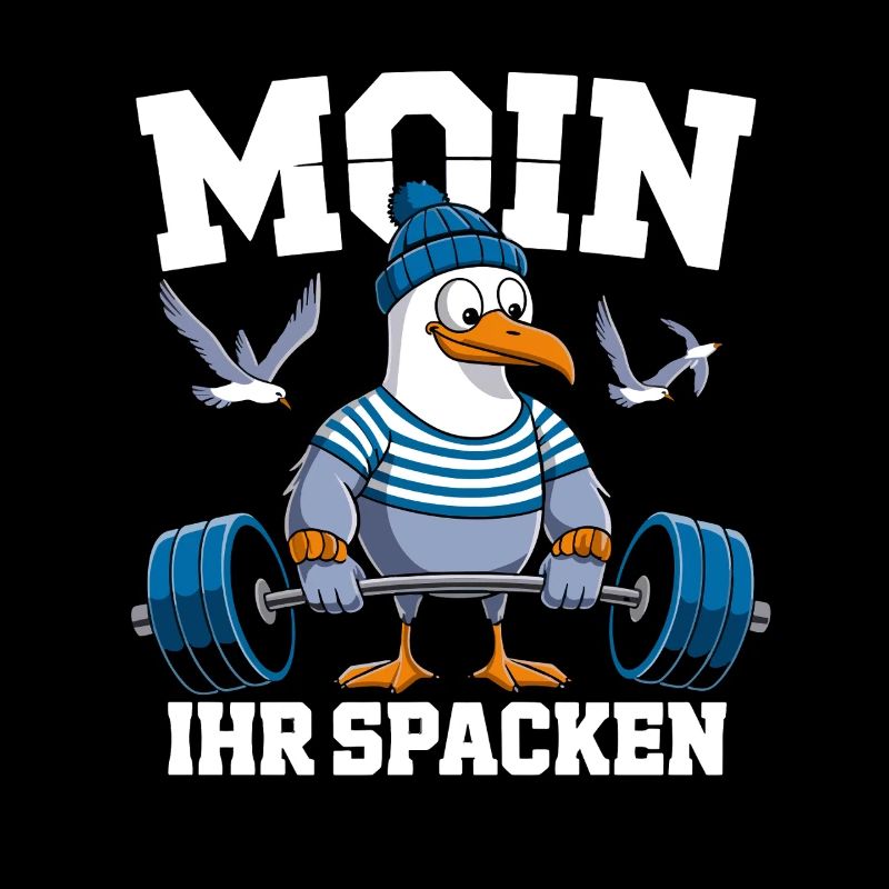 Moin Your Spacken Seagull Dumbbell Cartoon