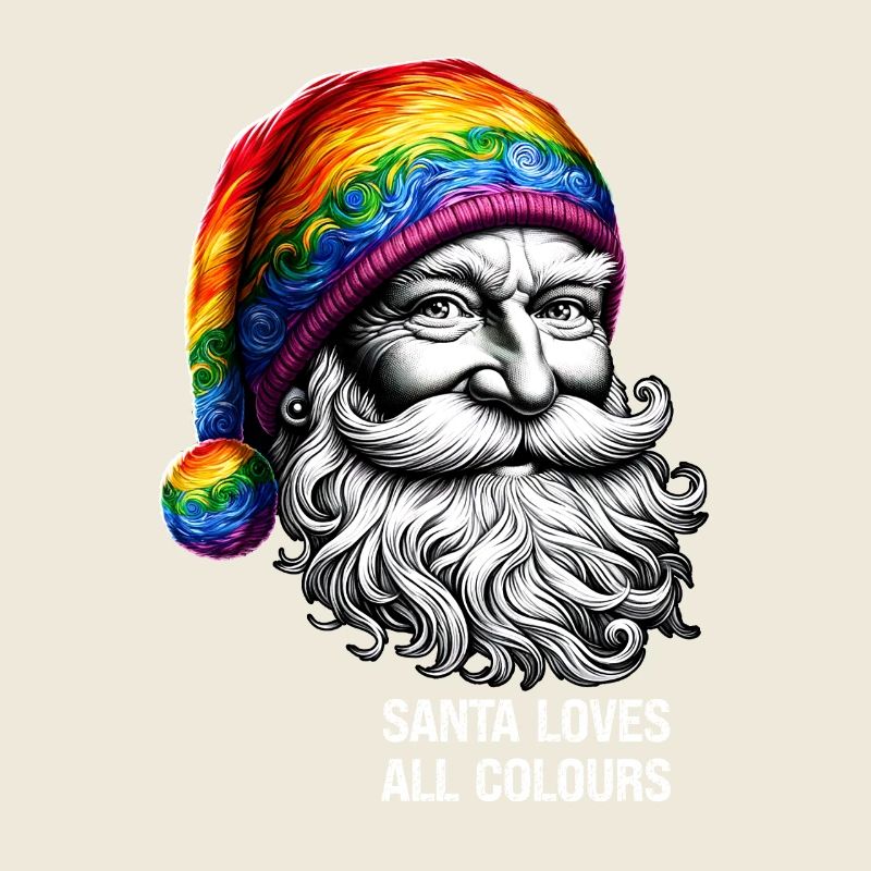 Lebendiger Weihnachtsmann mit Regenbogenhut