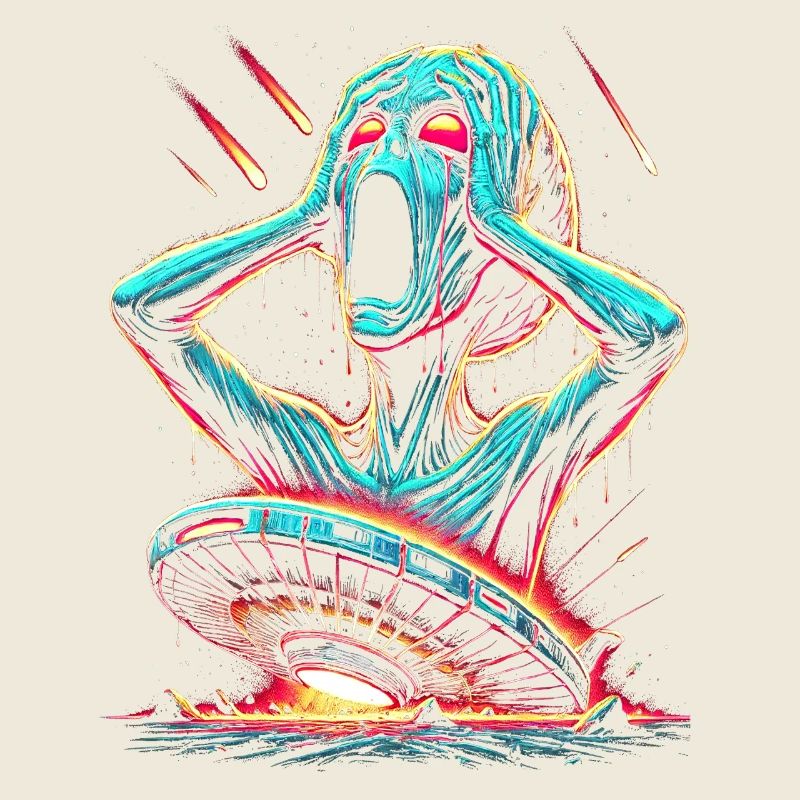 Neon Sci-Fi Horror Halloween Illustration