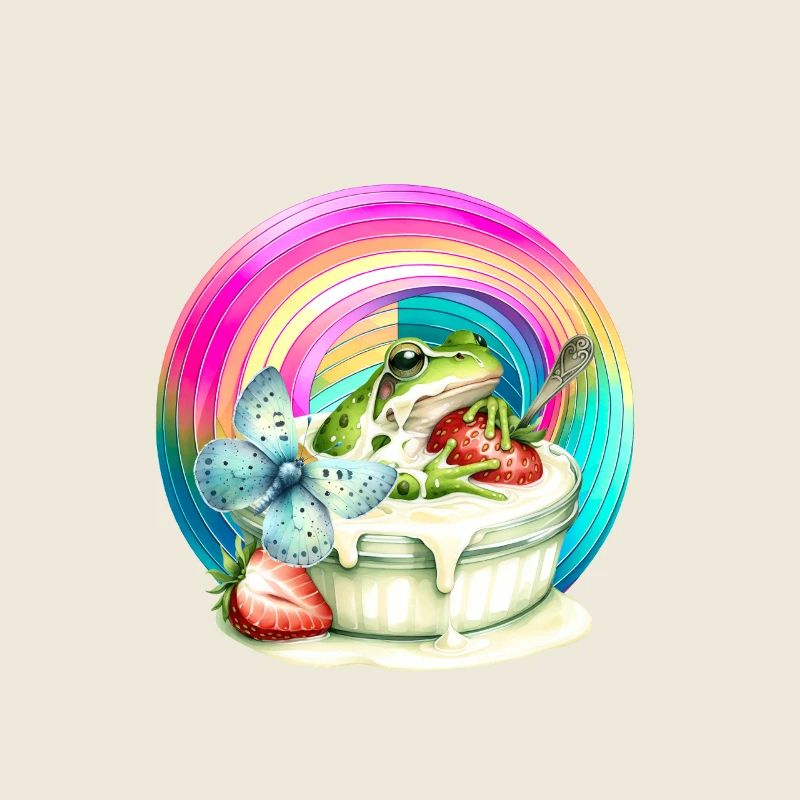 Regenbogen Frosch Eis Erdbeere Eiskrem Kind