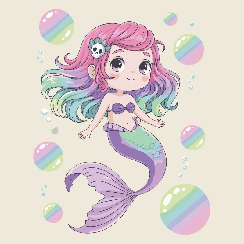 Mignonne Sirène Kawaii – Design Pastel