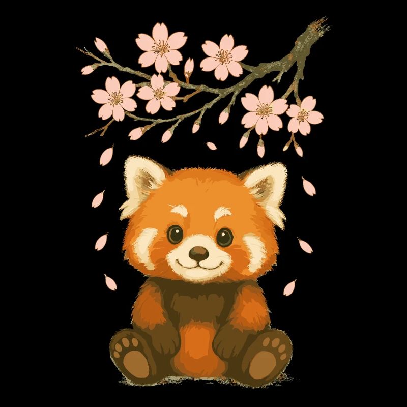 Red Panda, Panda Bear, Japanese, Cherry Blossoms