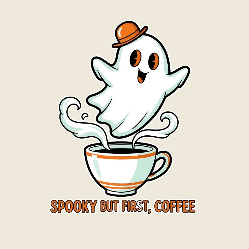 Spooky Ghost with Coffee