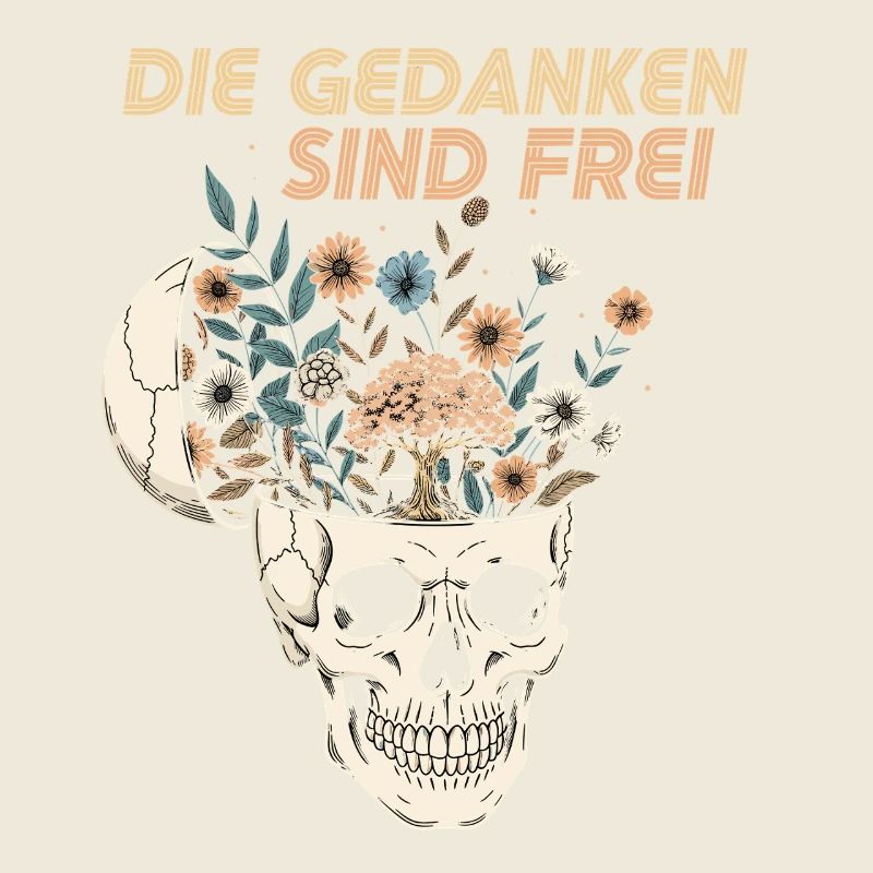 Blumen im Schädel mit Botschaft