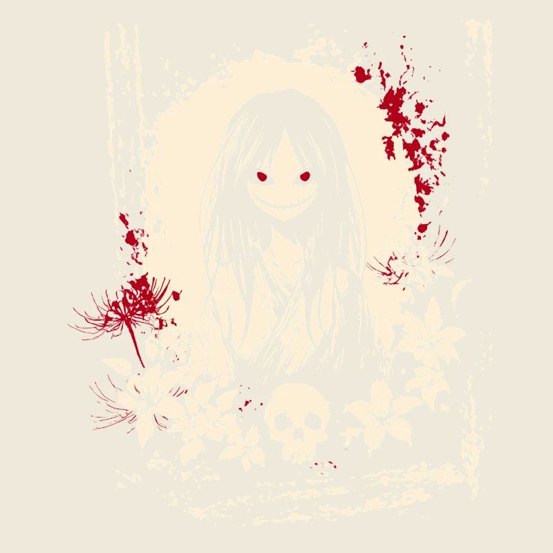 Horror Manga Dämon Mädchen Kimono Design