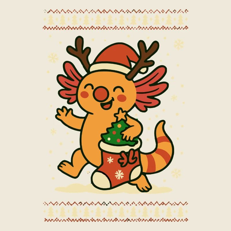 Christmas Axolotl in Knitting Pattern