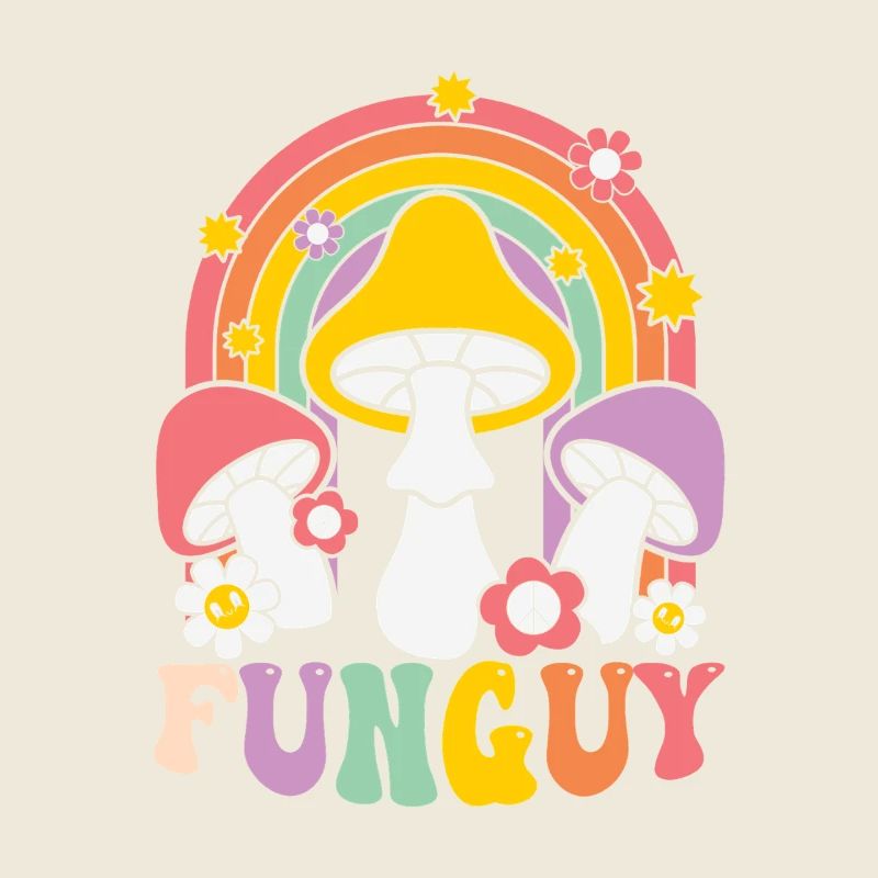 Design de champignon funky avec arc-en-ciel