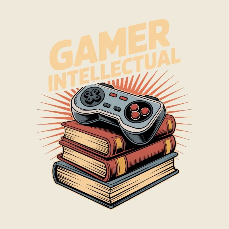 Gamer Intellectual Controller Bücherstapel
