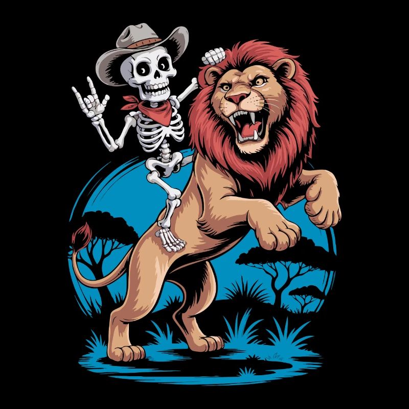 Conception d’aventure de lions et de squelettes