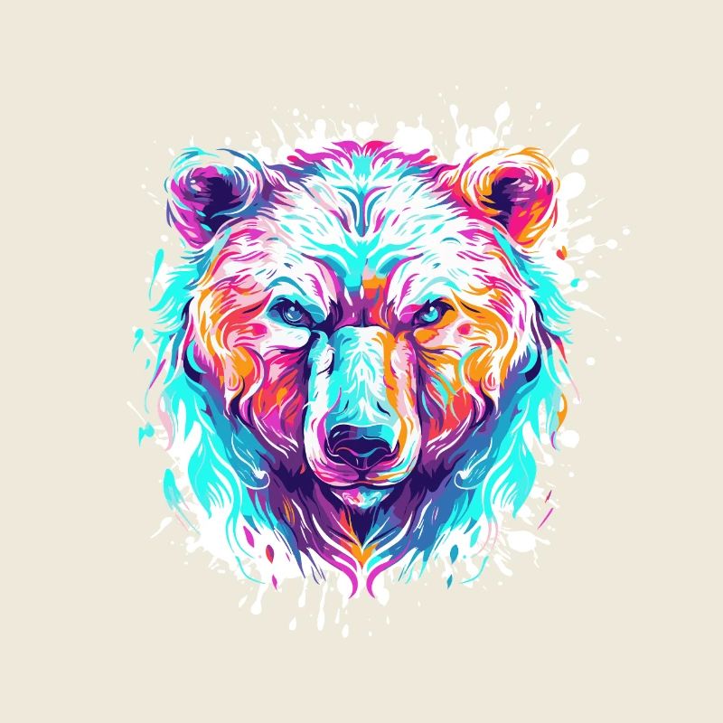 Tête d’ours Pop Art Éclaboussures