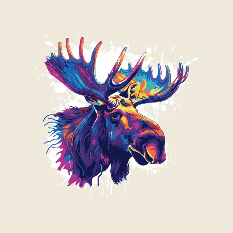 Colorful Moose Head Color Explosion
