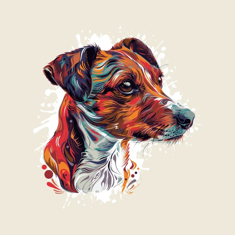 Portrait de chien explosif en couleur