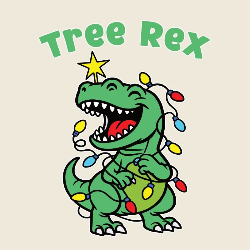 Stylish print with "Tree Rex" Dino Christmas tree