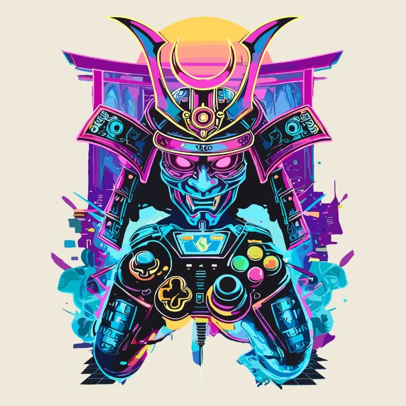 Gaming Controller Samurai Maske Ronin Zocker Motiv