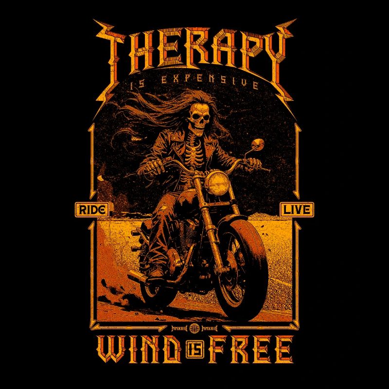 Therapy Is Expensive Wind Is Free Biker Skull