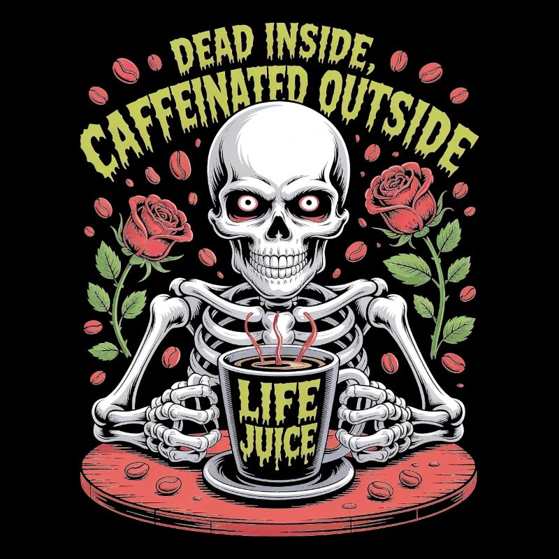 Dead Inside Caffeinated Outside Skeleton Coffee
