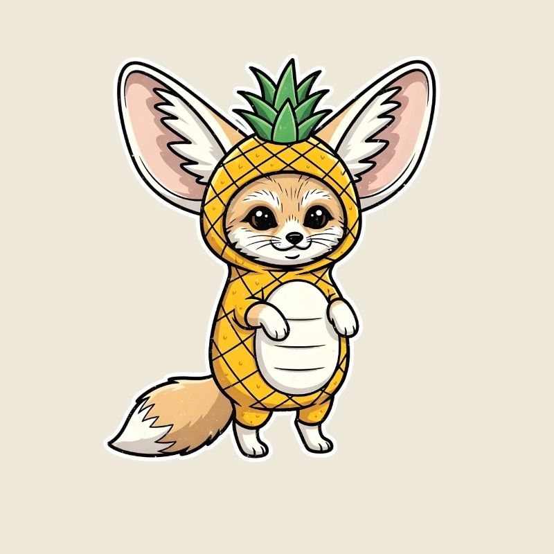 Fennek mit Ananas Comic Shirt Geschenk