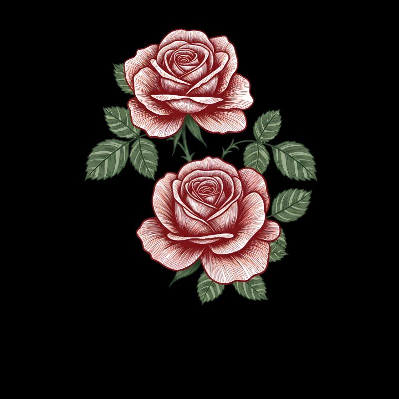 Roses Vintage Rouge sur Feuillage