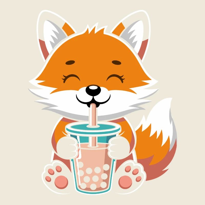 Kawaii Bubble Tee Fox Boba Tee
