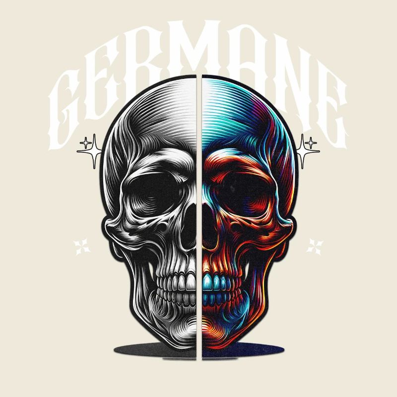 Split Skull Neon Contrast Germanic