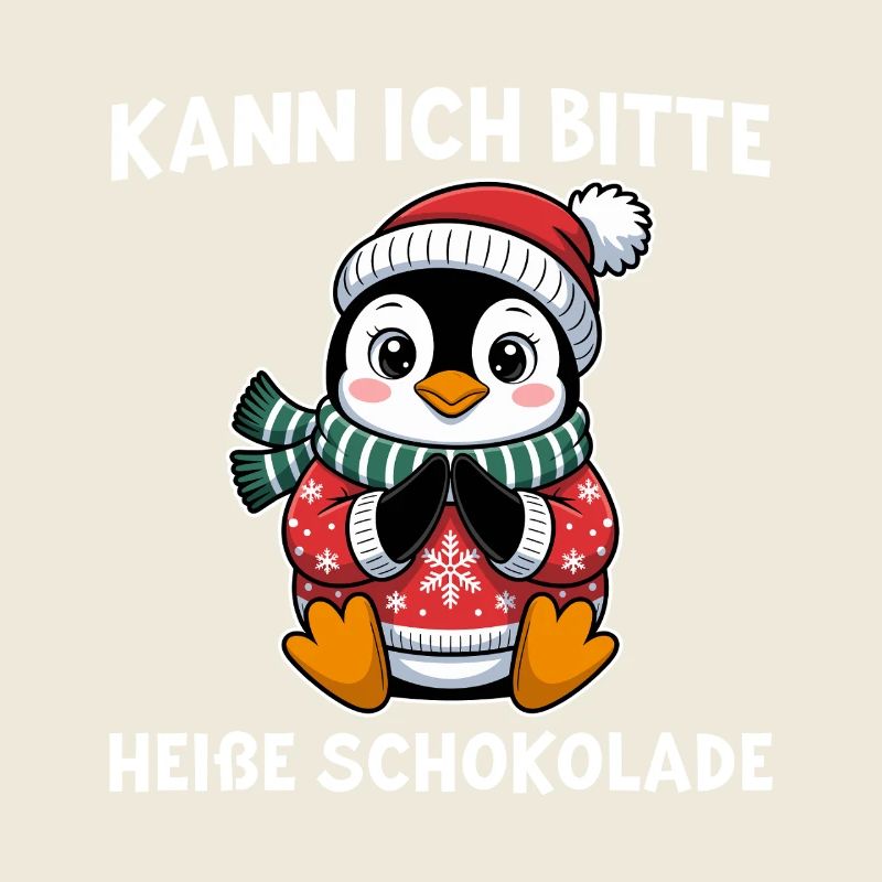 Pingouin au chocolat chaud au chapeau de Père Noël