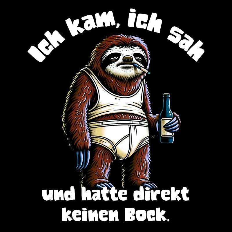Faultier mit Bier – lustiges Kein-Bock-Motiv