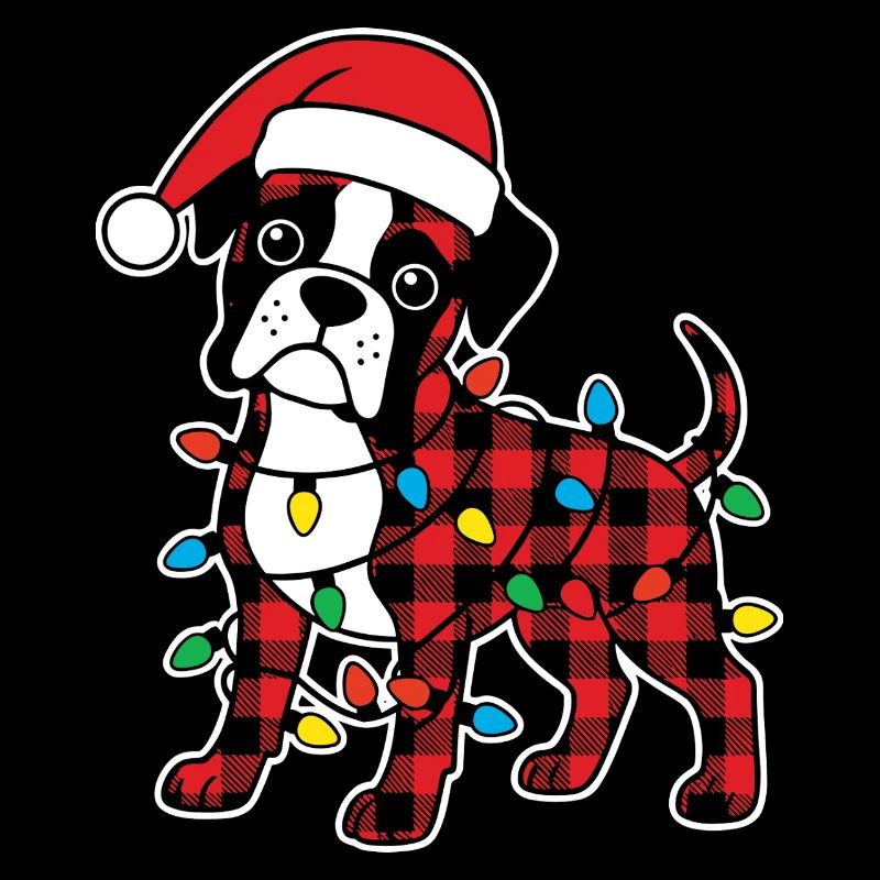 Hund Boxer Weihnachten Plaid Rot Plaid