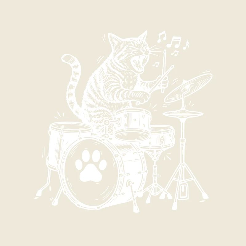 Funny Drumming Cat Music Drummer