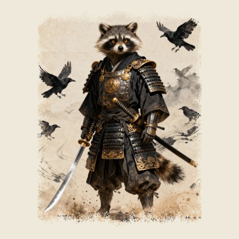 Samurai Raccoon, Anime Graphic Japanese Warrior