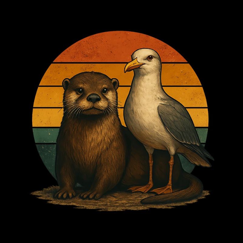 Otter Möwe Retro Tierfreunde