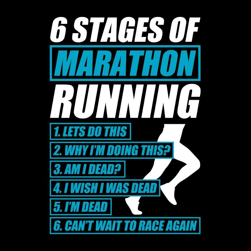 6 étapes du marathon : course drôle de course à pied coureuse