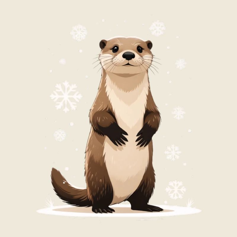 Loutre d’hiver avec des flocons de neige