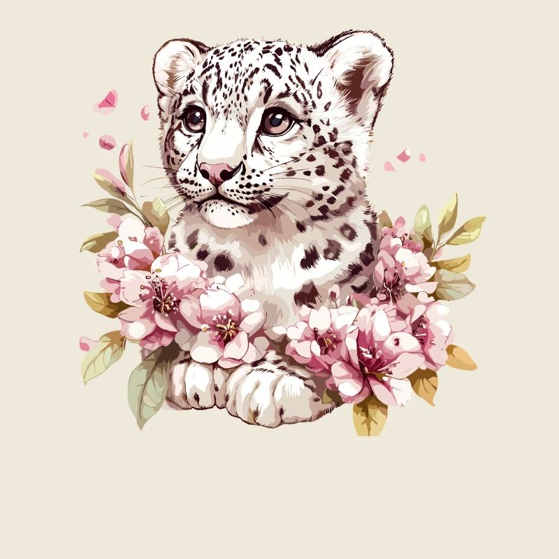 Leopard Junges mit Blütenkranz