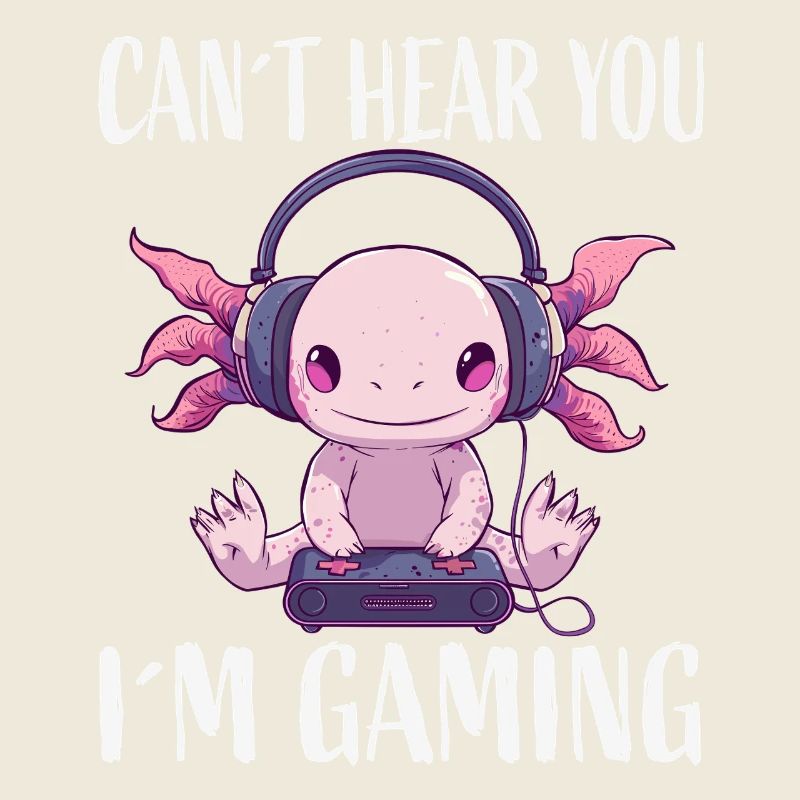 Gaming Axolotl mit Kopfhörern