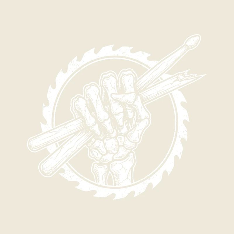 Skeleton hand with drumsticks