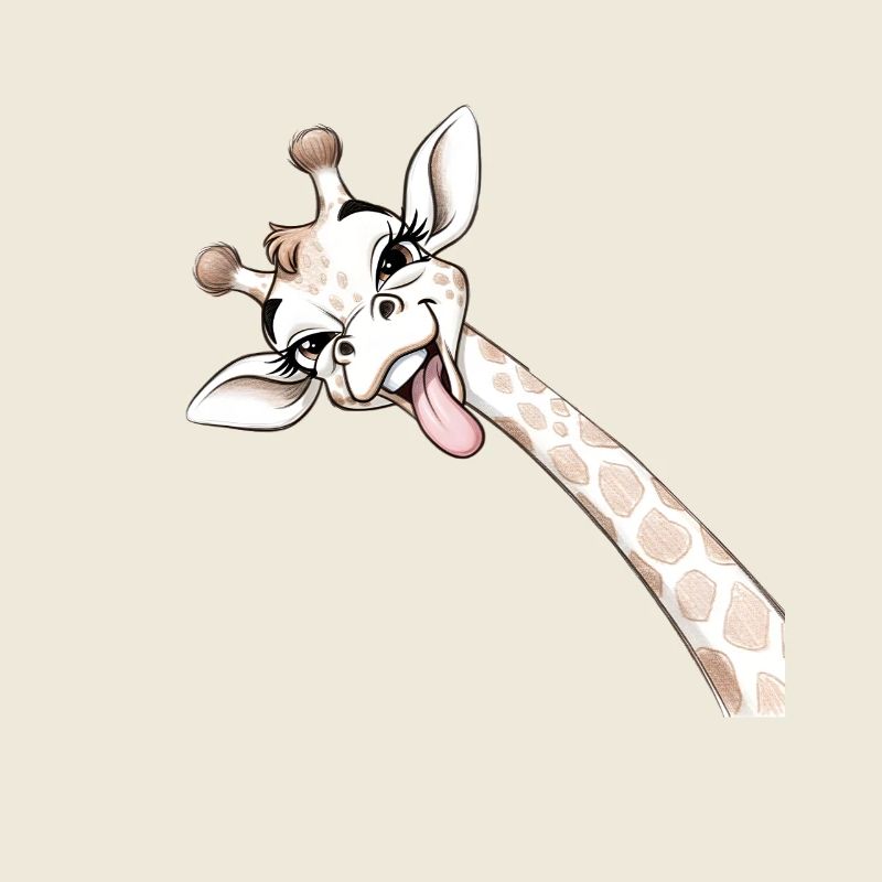 Girafe Joyeuse Langue Déployée