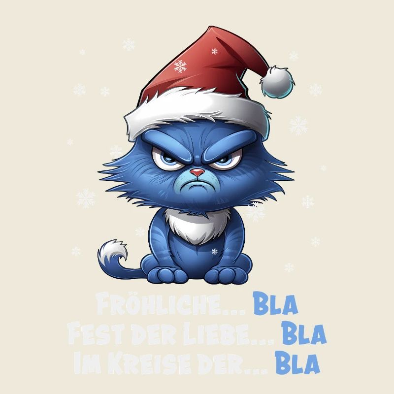 I Hate Christmas - Grumpy Blue Cat