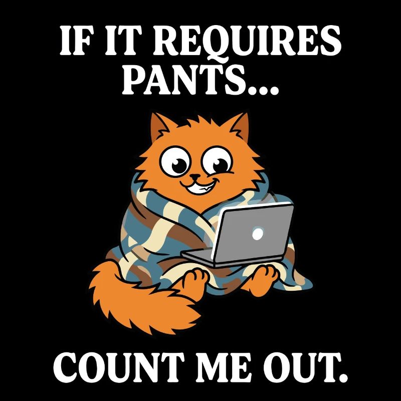 Funny Work from Home Cat Saying With Pants Not
