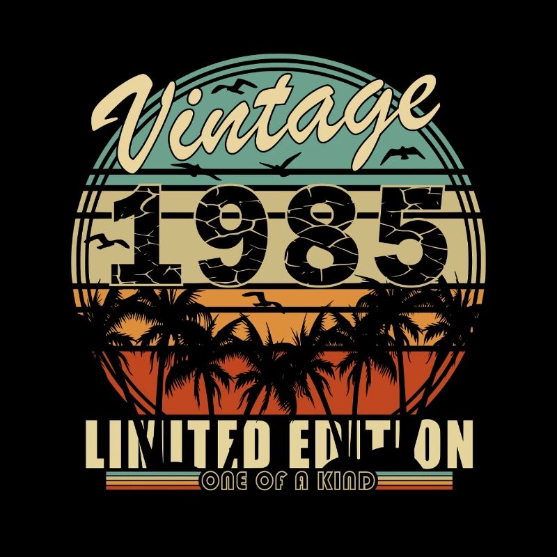 Vintage 1985 Palm Trees Sunset