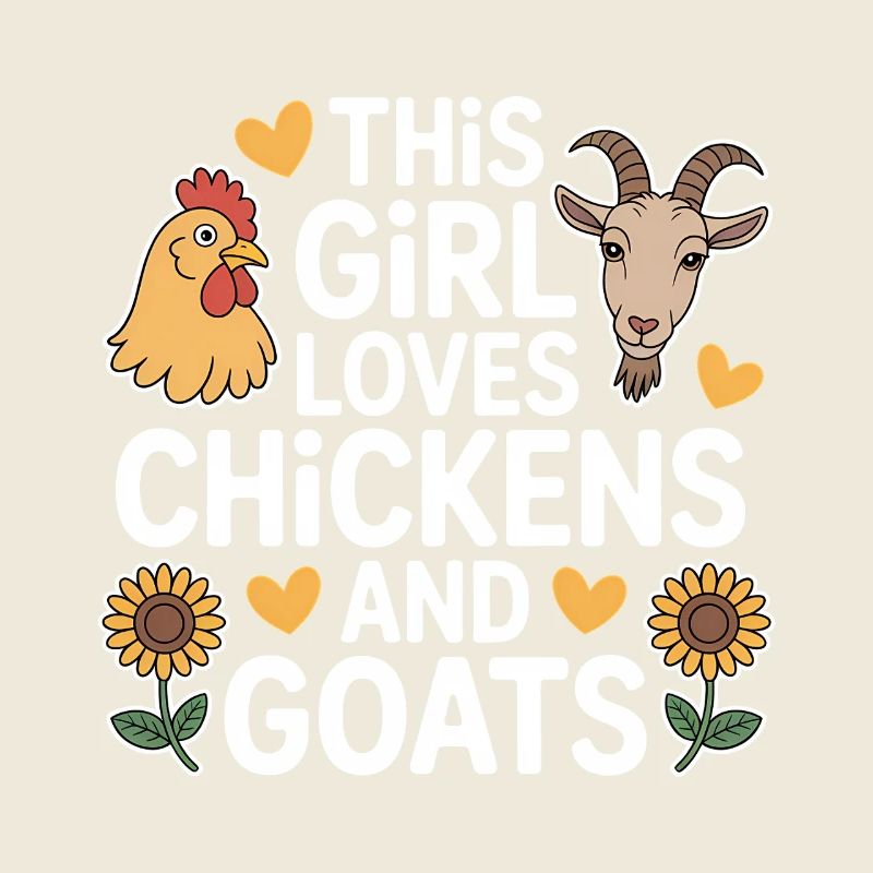 Poules, chèvres qui disent poulet, cadeau drôle de poulets.
