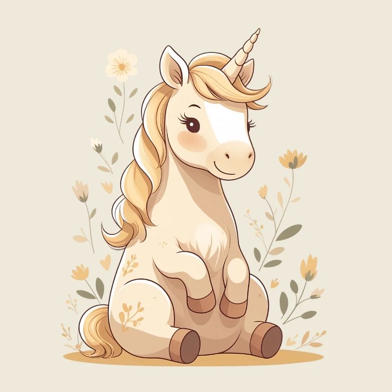 Licorne délicate dans la forêt de fleurs