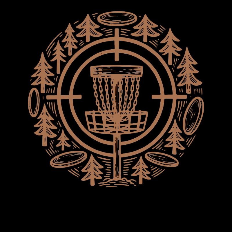 Disc Golf Basket Flying Disc Golfing Forest Scene