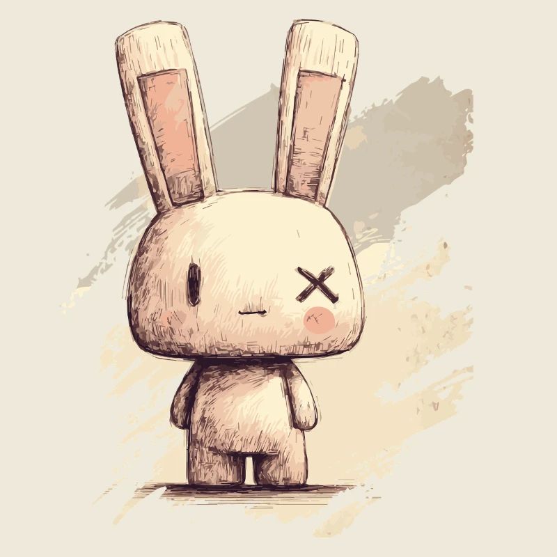 Cute rabbit with X-eyes