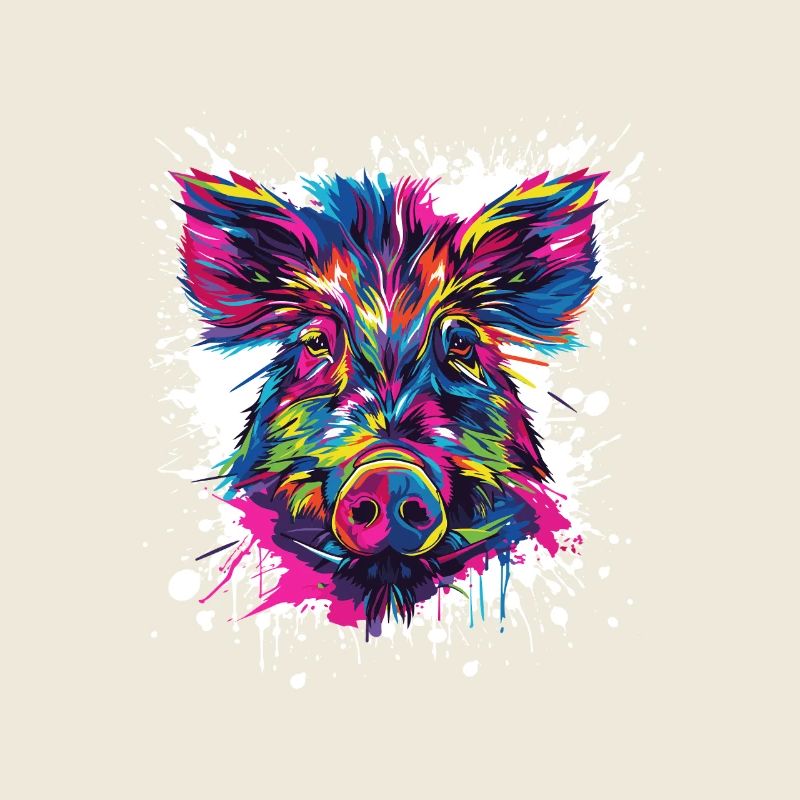 Colorful Wild Boar Portrait Splash